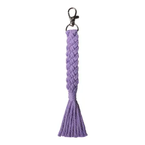 Handcrafted Purple Woven Macrame Keychain Bag Charm Cute Pendant Accessory Gift Item