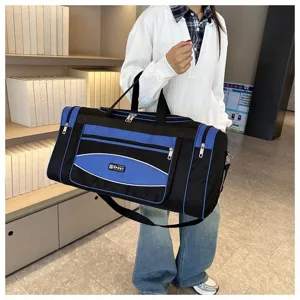 Grand sac de voyage de sport noir et bleu pour l entrainement fitness et les voyages