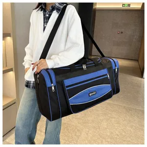 Grand sac de sport voyage pour homme et femme, sac de fitness et d'entraînement résistant bleu noir