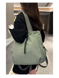 Korean style large capacity nylon backpack casual commuter school bag for women daily use