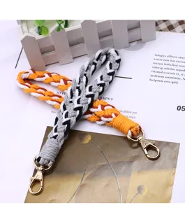 Braided cotton rope wrist strap keychain colorful phone lanyard cute bag charm pendant