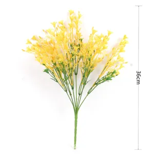 Bouquet de fleurs de colza jaunes artificielles avec feuilles vertes 36cm fausse composition florale