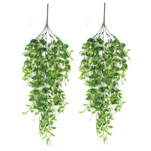 Artificial Green Plant Vine Fake Foliage Pea Pod Wall Hanging Simulated Plant For Indoor Room Restaurant Decor