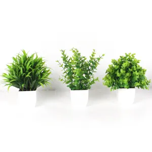 Artificial Eucalyptus And Grass Potted Plants Plastic Fake Greenery Small Potted Plant For Indoor Outdoor Home Office Desk Decoration