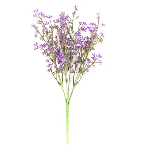 Detailansicht von lila künstlichen Schleierkrautblumen aus weichem PU-Gummimaterial.