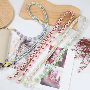Boho handmade floral braided strap for phone, camera, and bag in pastel colors