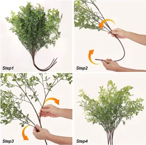 Detailed four-step guide for shaping and bending artificial Nandina bamboo branches