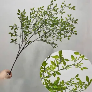 Macro view of artificial Nandina foliage showing realistic green leaves and texture