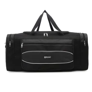 Sac de sport et de voyage noir de grande capacité pour le fitness, l'entraînement et les loisirs.
