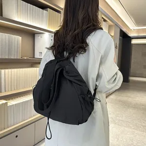 Korean style large capacity nylon backpack casual commuter school bag for women and men