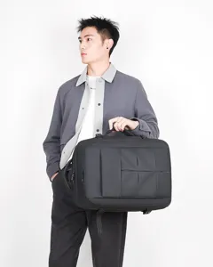Heren zwarte zakelijke laptoprugzak met handvat voor professioneel dagelijks gebruik
