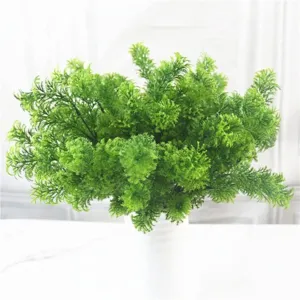 Erba di Pino Artificiale Pianta Verde in Plastica Decorazione Murale per Casa Ufficio Giardino Esterno Fogliame Decorativo