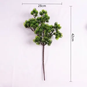 Artificial simulation pine branch for bonsai decoration, 42cm height and 28cm width.