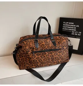 Borsa da viaggio maculata borsone spalla tracolla fitness tote per donna stile fashion