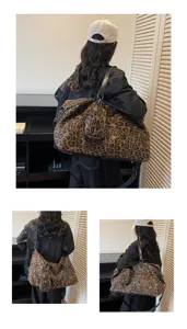 Borsa da viaggio fitness donna stampa leopardo grande capacità tracolla shopper