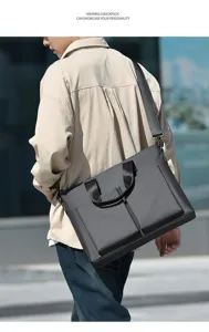 Men business briefcase large capacity computer bag single shoulder messenger bag detail view