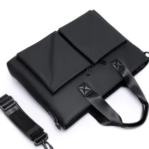 Men black business briefcase large capacity laptop bag stylish shoulder messenger bag