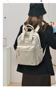 Casual women nylon backpack minimalist laptop travel school book bag stylish daily use