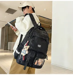 Casual large capacity camouflage backpack for men, stylish student school bag daily commute.