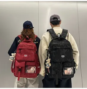 Casual camouflage backpack with large capacity, trendy student bookbag for daily commute.