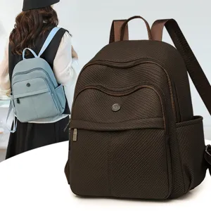 Stylish minimalist solid color travel backpack for students with multiple pockets