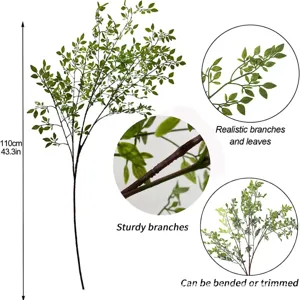 Realistic 110cm Artificial Nandina Domestica green branches for home decoration