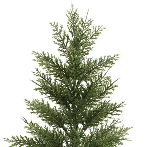 Detailed close-up view of 45cm artificial green cypress tree for festive indoor decoration
