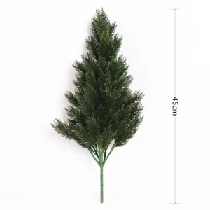 Detailed view of a 45cm artificial green cypress tree branch for festive indoor decoration