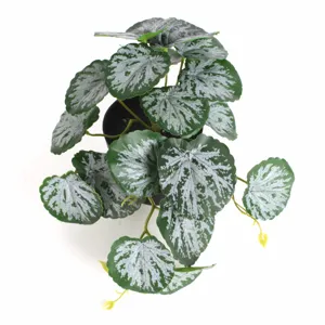 Detailed top view of 3D printed artificial watermelon leaf potted plant for home decor