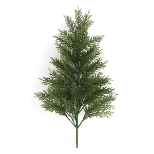Realistic 45cm artificial green pine cedar branch for indoor home and office decoration