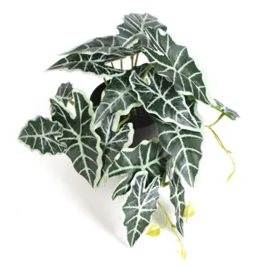 High-definition detail view of artificial plant leaves with realistic white vein textures