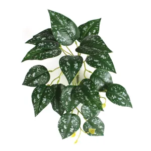 Detailed view of 3D printed artificial watermelon leaves with realistic white spots