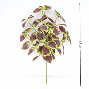 Artificial coleus plant 45cm fake green foliage for indoor home decor wall decoration details.