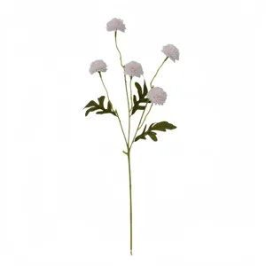 Vista detallada del tallo de una flor artificial de crisantemo ping-pong rosa claro