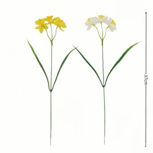 Fiore di Narciso Artificiale Stelo Singolo Finta Pianta Verde per Decorazione di Festa di Matrimonio a Casa
