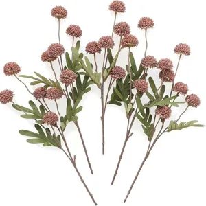 Ramo de flores de crisantemo de bola artificial para decoración de hogar y bodas