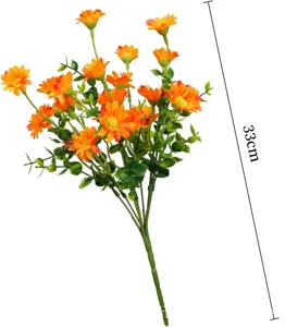 Vue détaillée de fleurs de marguerites artificielles orange, bouquet de fleurs en soie 7.