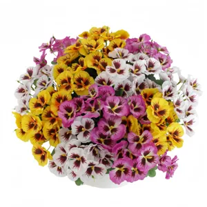 Artificial pansy flower bouquet vibrant colorful plastic floral arrangement for home decor