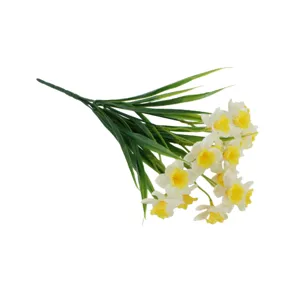 Artificial daffodil flower bouquet for wedding and home decoration fake green plants.