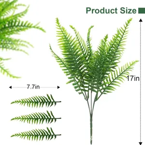 Artificial Boston Fern Plant Green Leaves Simulation Fern for Floral Arrangement Decor