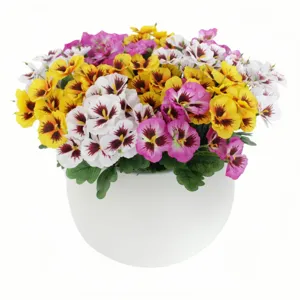 Artificial pansies potted plant fake flowers vibrant home decor floral arrangement