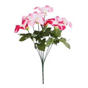 Détail de bouquet de gloire du matin artificielle avec 7 fourches fausse fleur.