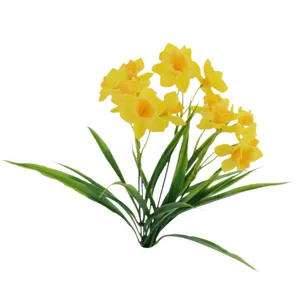 Artificial yellow daffodil flower bouquet faux narcissus spring plant for wedding decor