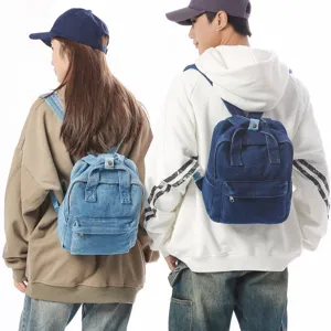 Retro Mori Forest Style Washed Denim Backpack For Women Men Minimalist Student School Bag Casual Travel Canvas Daypack