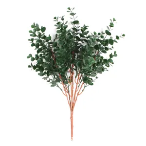 Realistic artificial eucalyptus bouquet with dark green leaves for home decor