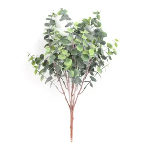 Detailed view of realistic artificial eucalyptus leaf bundle with natural texture
