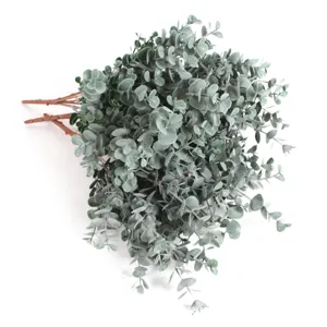 Detailed view of artificial eucalyptus silver dollar leaf bundle for home greenery decoration