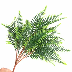 Artificial Boston Fern Plant Plastic Fern Leaves Bouquet Green Bush For Home Office Room Indoor Floral Decor