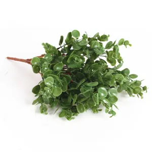 Artificial eucalyptus leaves branch, green money plant stems for wedding home decor.