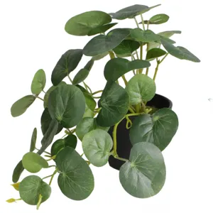 Small artificial eucalyptus potted plant in black pot for indoor home decoration